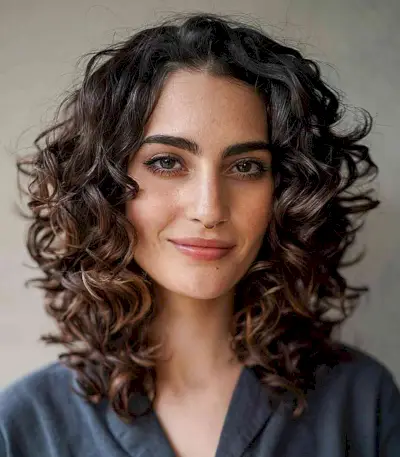 Shaggy Cut for Natural Loose Curls for women with long faces