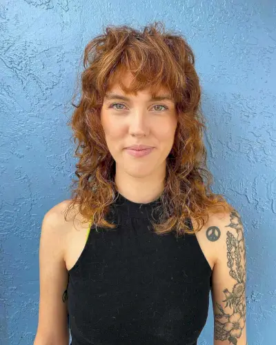 Disconnected Curly Shag Mullet