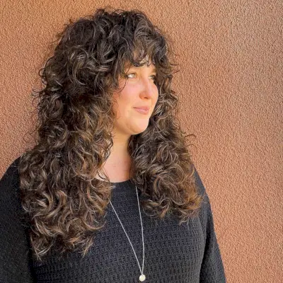 longer shag cut for curly hair