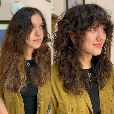 Enhanced Curly Shag for brunette women