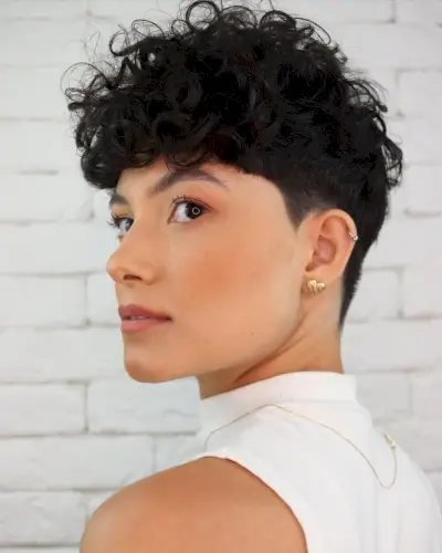 Curly Pixie with Bangs