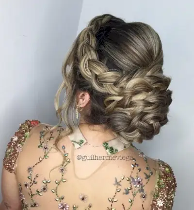 Curly Low Braided Updo