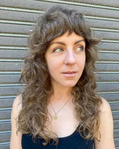Curly Mullet Shag with Short Bangs