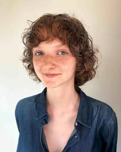 Messy Curls with Short Bangs