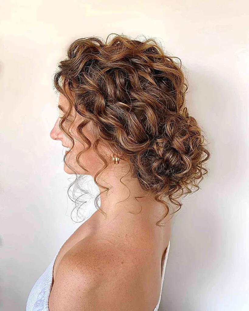 Superbe Updo pour les boucles et les femmes aux cheveux plus longs' title=