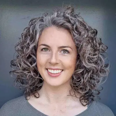 Grey Curly Mid-Length Hair