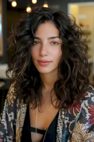 messy and sweet curly shag cut