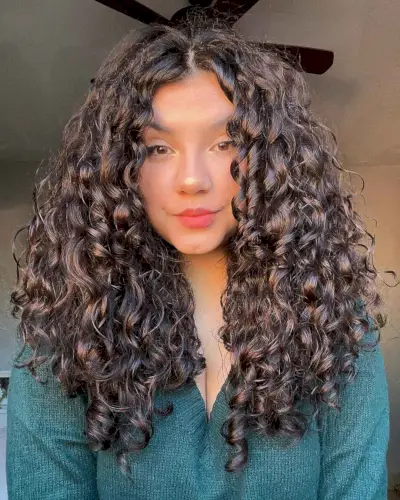 Middle Part Style for Thick, Curly Hair