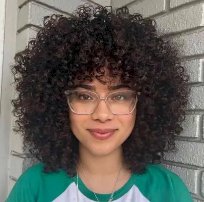 Curly Rezo Cut with Bangs for Thick Curls