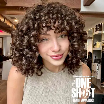 Thick and Bouncy Curls with a Fringe