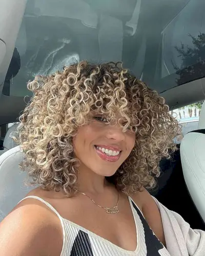 Cute Curls with Long Curly Bangs