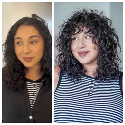 Naturally Textured Curls with Fringe Bangs