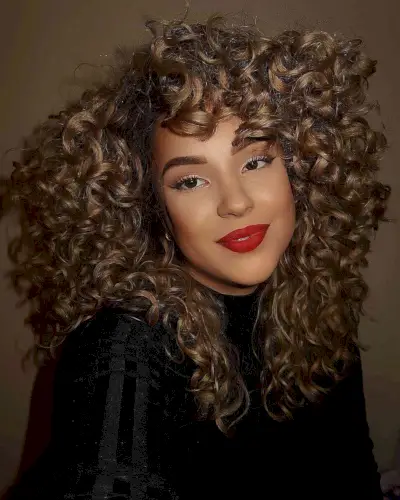 Voluminous Curls with Bangs