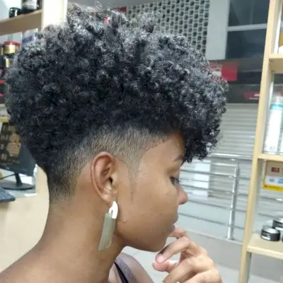 Short curly faux hawk