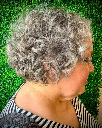 Short and Tousled Mini Bob with Curls for women over 60 years old