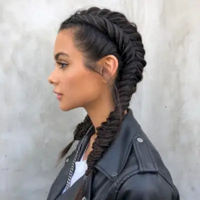 Super Dark Hair with Fishtail Braids