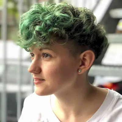 Emerald Green Short Edgy Hairstyle