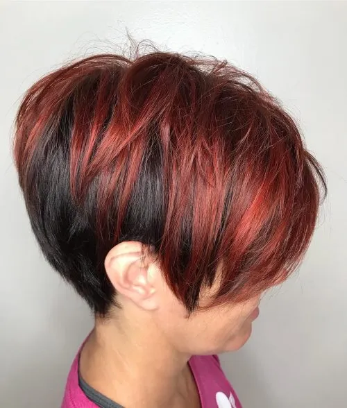 Punk Orange och Teal Spiky Pixie Cut' title=