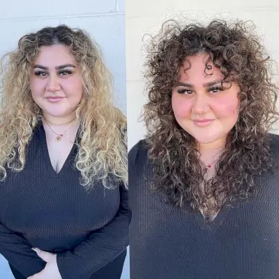 Curly Shag with Shorter Layers for Round Face Shapes