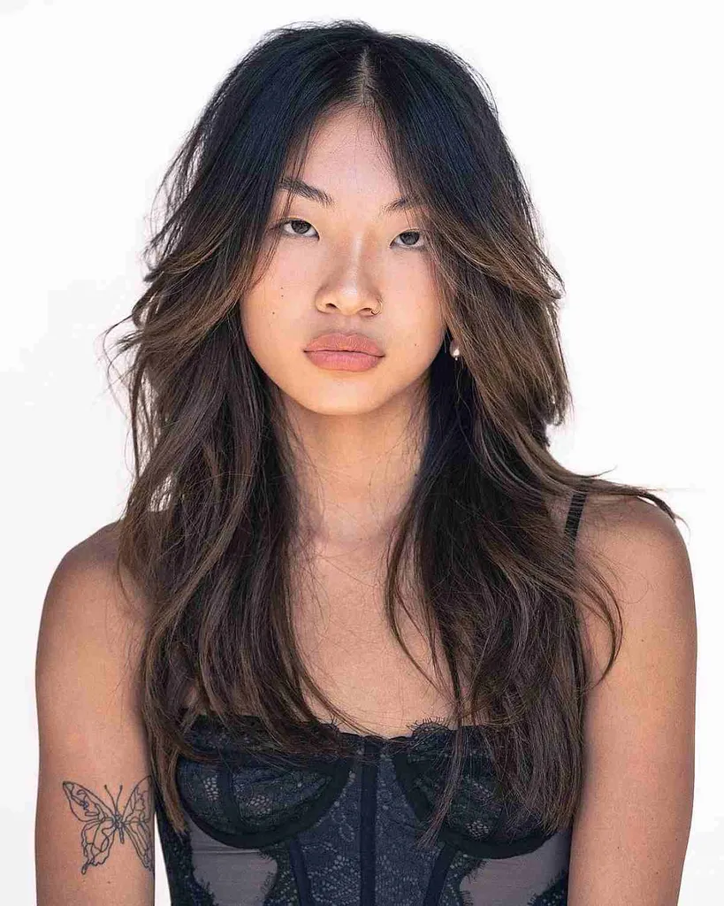 Gezichtskader lange lagen voor lang haar' title=