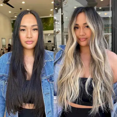 Face-Framing Long Choppy Layers with a Center Part