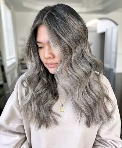 Face-Framing Money Pieces for Middle-Parted Hair