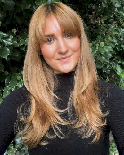 Textured Layers with Middle-Parted Bangs