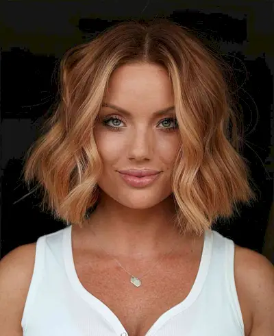 Choppy Boyfriend Bob with Copper Tones for Square Faces