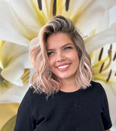 Side-Parted Hair with Brown and Pink Tones for Square Faces