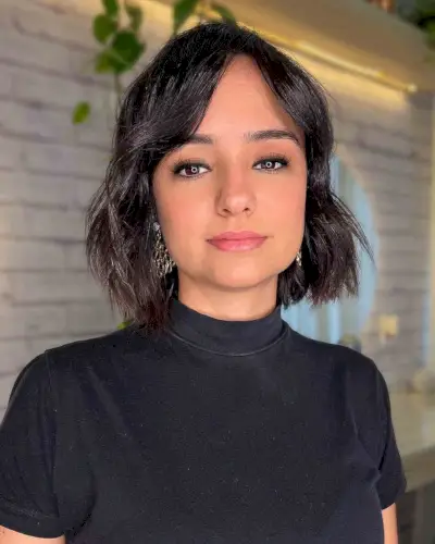 Cute Bob Cut with Curtain Bangs for Square Faces