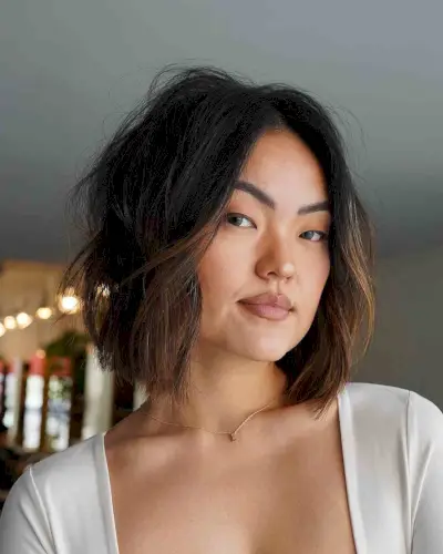 Modern Undone Blunt Cut Bob for Square Faces