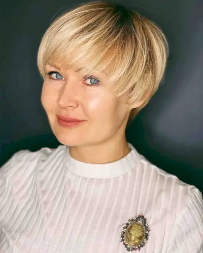 Bowl Pixie Cut with Wispy Fringe for a Square Face