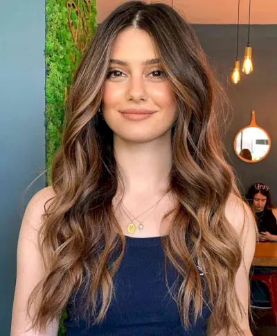 Sun-Kissed Brunette Long Layers for Square Faces