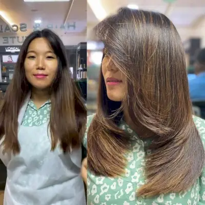 Long and sleek with feathered layered for square face shape