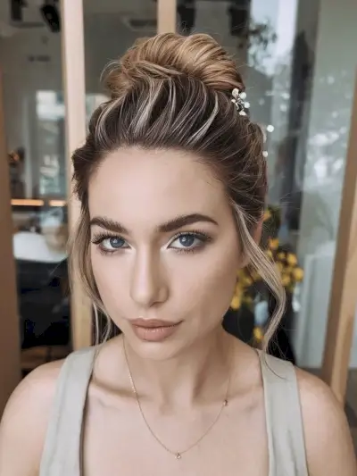 Updo hairstyle on a square face