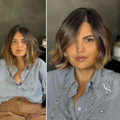 Cute Side-Parted Bob with Subtle Ombre for Square Face shapes