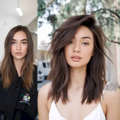 shag with side swept bangs