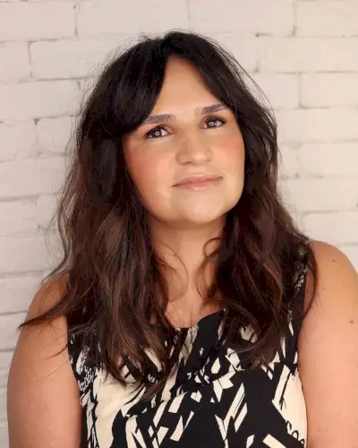 mid-length shag with a center part for square faces