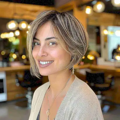 Asymmetrical Bob with Face Framing Layers for Oval Faces