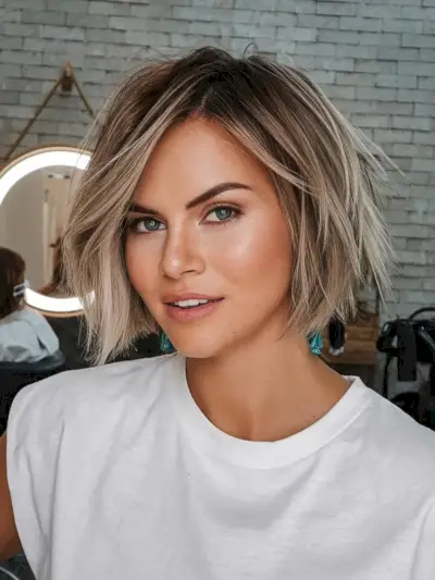 Layered Short Haircut for Chin-Length Hair