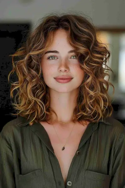 Soft Lived-In Curls for Shoulder-Length Hair and Square Faces