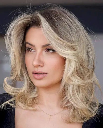 Barbie Blonde Mid-Length Blowout for Square Faces