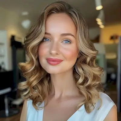 Classic medium curls for square faced women