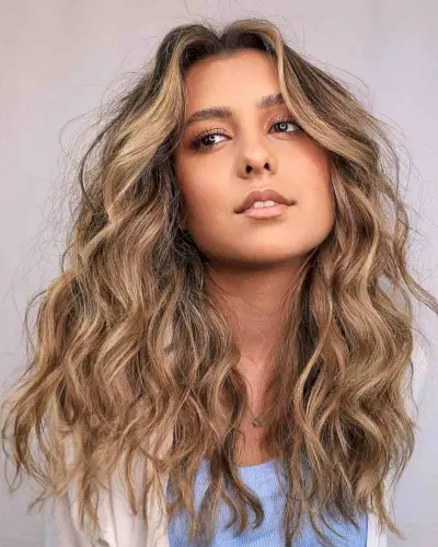 Mid-Length Hair with Blonde Balayage for Square Faces