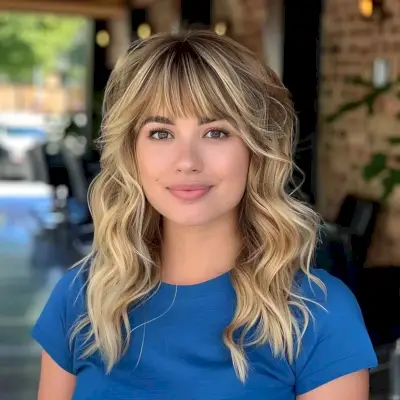 Medium choppy wavy cut for ladies with square-shaped faces