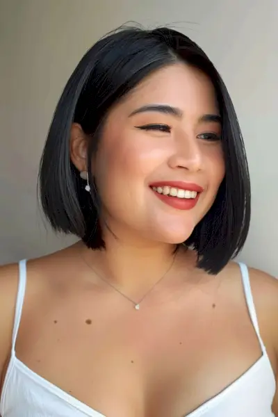 inverted bob for thin hair and round face