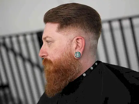 Low Bald Fade with Beard for Men