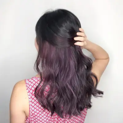 Gorgeous Burgundy peekaboo highlights