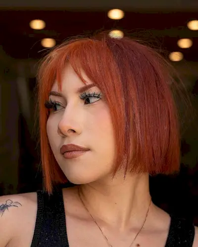 Two-Toned Copper Slob Cut for ladies with fine hair