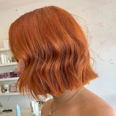 Blunt Cut Copper Bob for ladies with short hair
